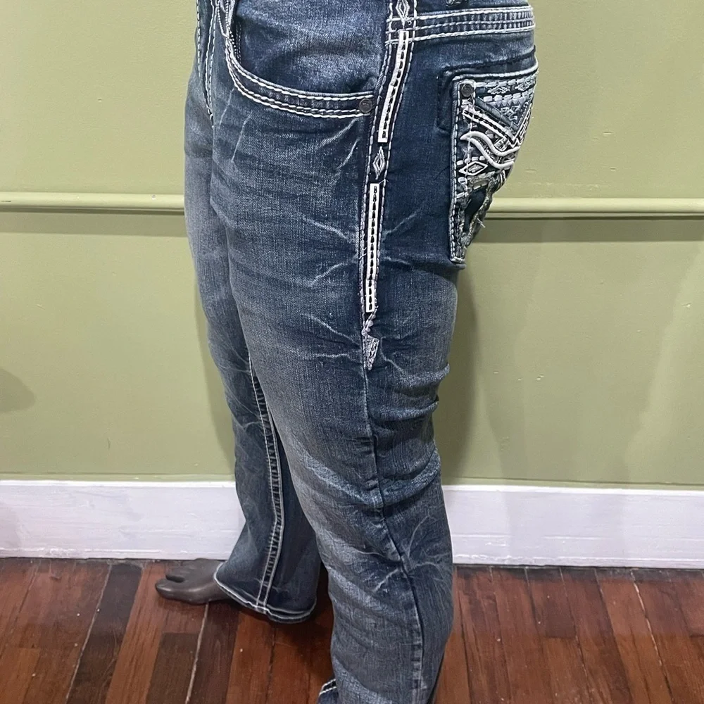 Deniko jeans slim straight embroidery back pocket premium cotton